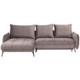 ECKSOFA in Flachgewebe Taupe  - Taupe/Schwarz, Design, Textil/Metall (180/273cm) - Hom`in