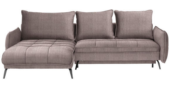 ECKSOFA in Flachgewebe Taupe  - Taupe/Schwarz, Design, Textil/Metall (180/273cm) - Hom`in