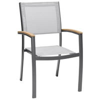 STAPELSESSEL Eukalyptusholz Aluminium Grau, Hellgrau, Teakfarben  - Hellgrau/Grau, Design, Holz/Textil (61,8/92,5/58,3cm) - Ambia Garden