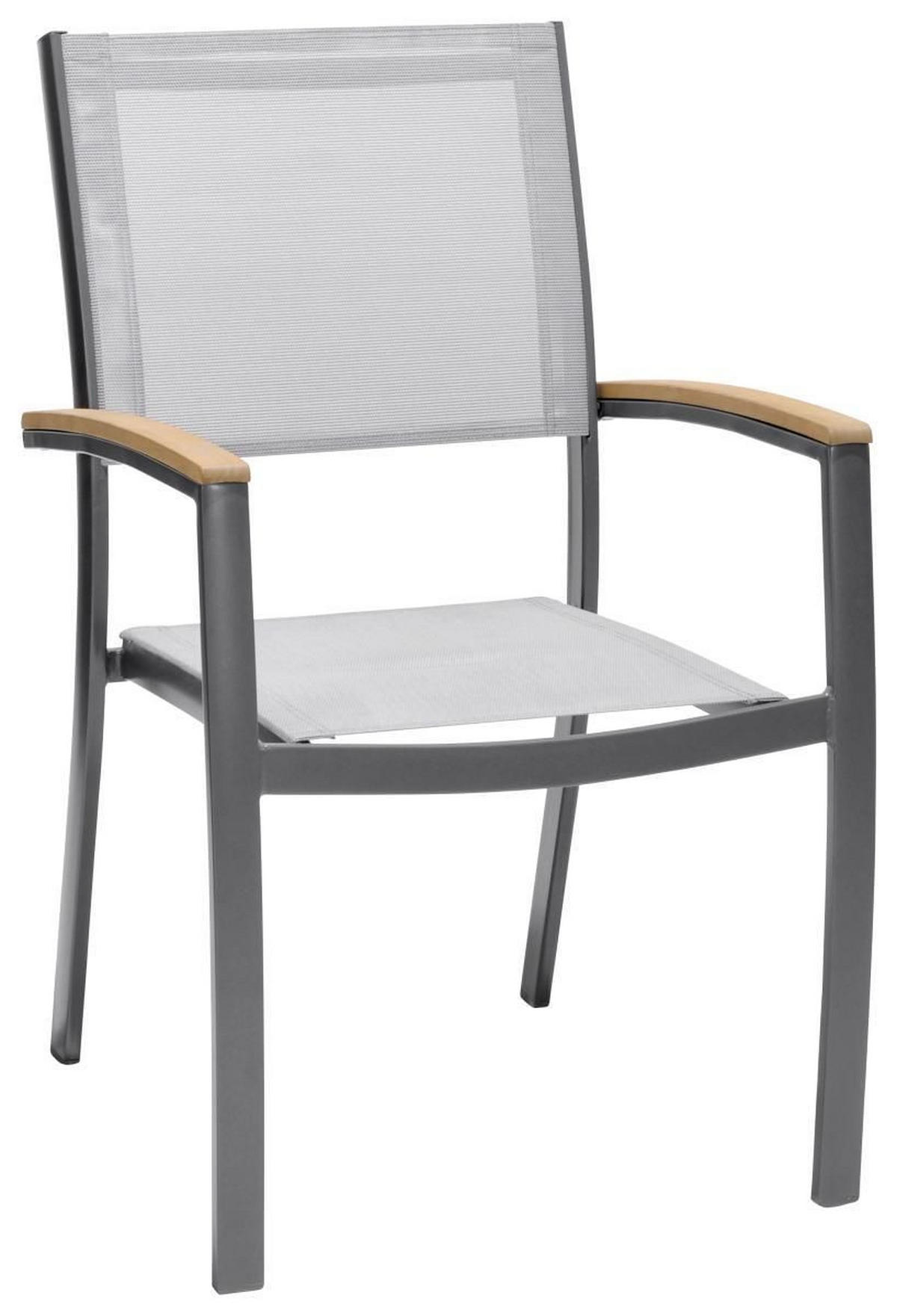 STAPELSESSEL Eukalyptusholz Aluminium Grau, Hellgrau, Teakfarben  - Hellgrau/Grau, Design, Holz/Textil (61,8/92,5/58,3cm) - Ambia Garden