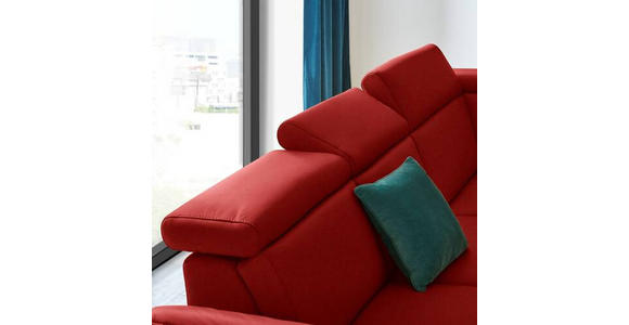 ECKSOFA in Echtleder Rot  - Rot/Schwarz, Design, Leder/Metall (289/239cm) - Cantus