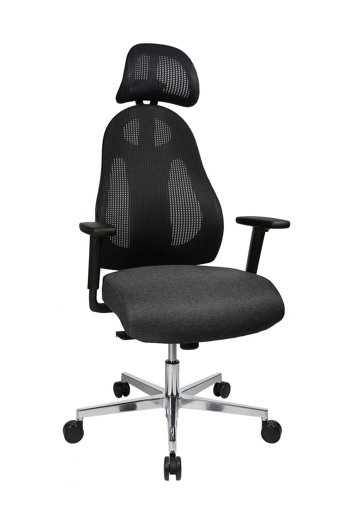 DREHSTUHL Anthrazit, Schwarz  - Anthrazit/Alufarben, Design, Kunststoff/Textil (48/108-122/48cm) - Dieter Knoll