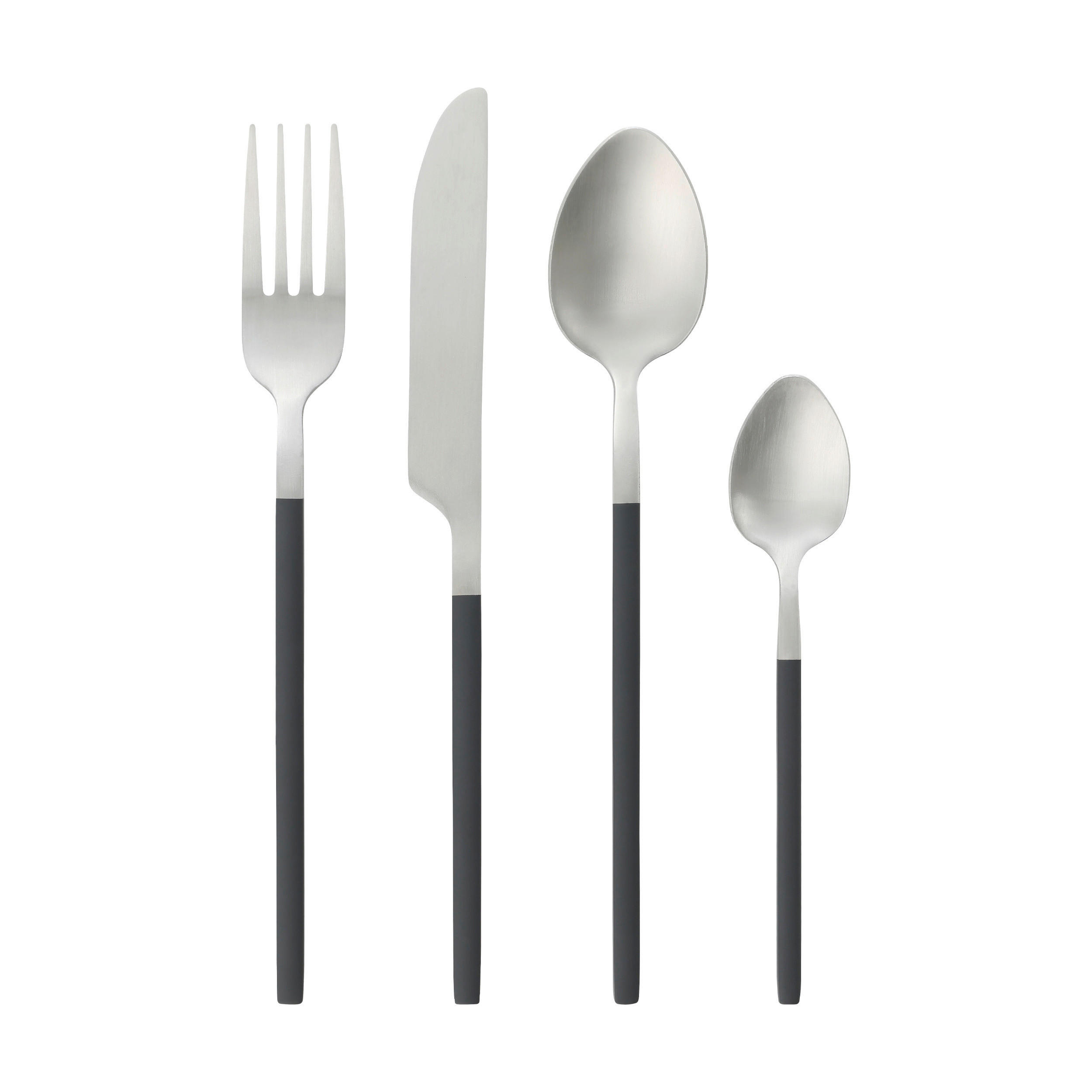 BESTECKSET 16-teilig Edelstahl  für  - Silberfarben/Schwarz, Basics, Metall - Eglo