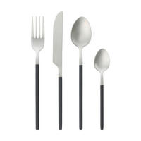 BESTECKSET 16-teilig Edelstahl  für  - Silberfarben/Schwarz, Basics, Metall - Eglo