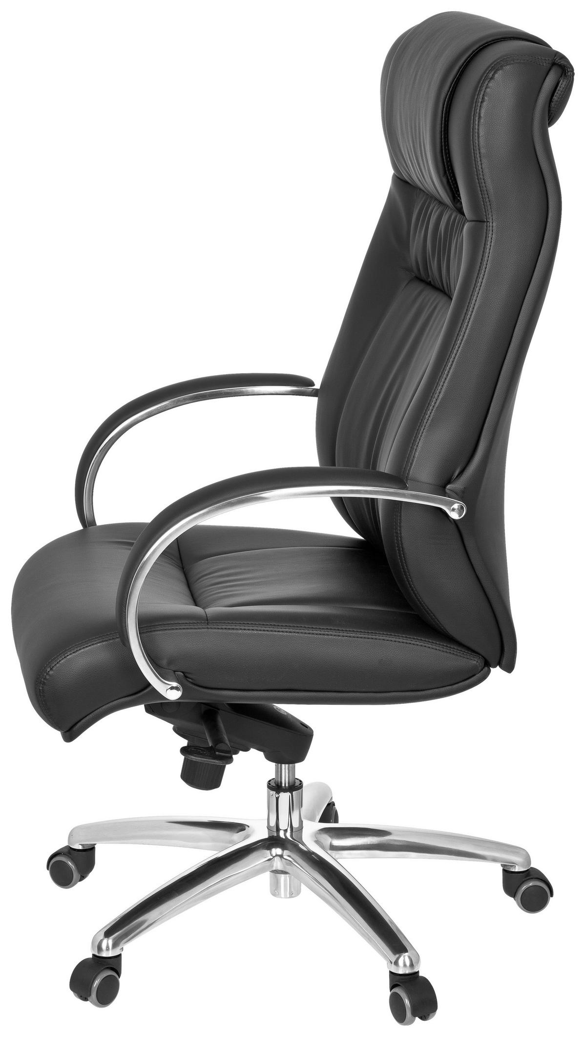 CHEFSESSEL  in Lederlook Schwarz  - Silberfarben/Schwarz, Basics, Kunststoff/Textil (60/131/49cm) - MID.YOU