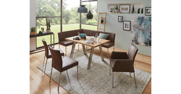ESSTISCH Eiche massiv rechteckig Edelstahlfarben, Eichefarben - Edelstahlfarben/Eichefarben, Design, Holz/Metall (140/90/77cm) - Dieter Knoll