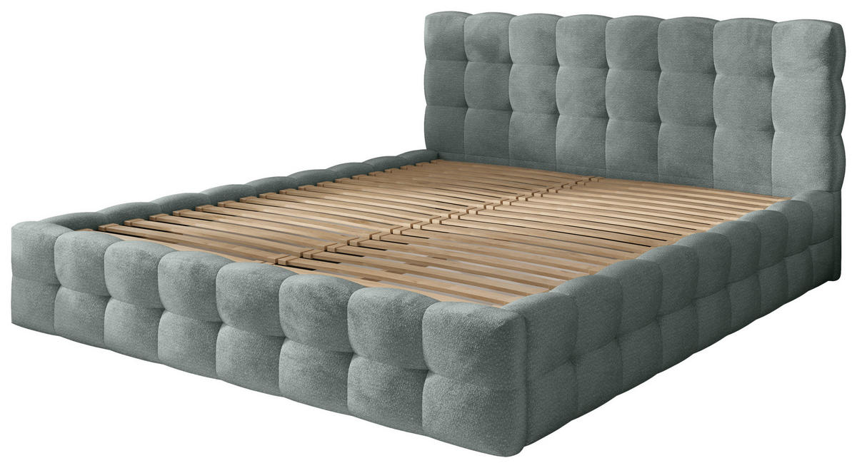 POLSTERBETT 160/200 cm,  in Hellgrau, gepolstertes Kopfteil, Lattenrost, Bettkasten,  - Hellgrau/Schwarz, MODERN, Holz/Kunststoff (160/200cm) - Chameo