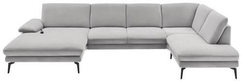 WOHNLANDSCHAFT Hellgrau Webstoff  - Hellgrau/Schwarz, Design, Textil/Metall (180/344/208cm) - Dieter Knoll