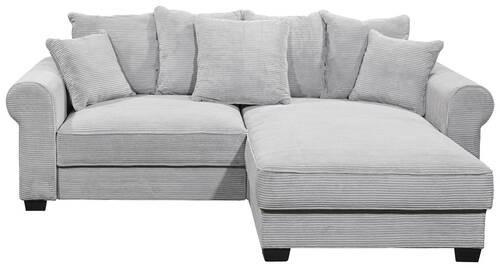 ECKSOFA Hellgrau Cord  - Hellgrau/Schwarz, KONVENTIONELL, Kunststoff/Textil (255/185cm) - Hom`in