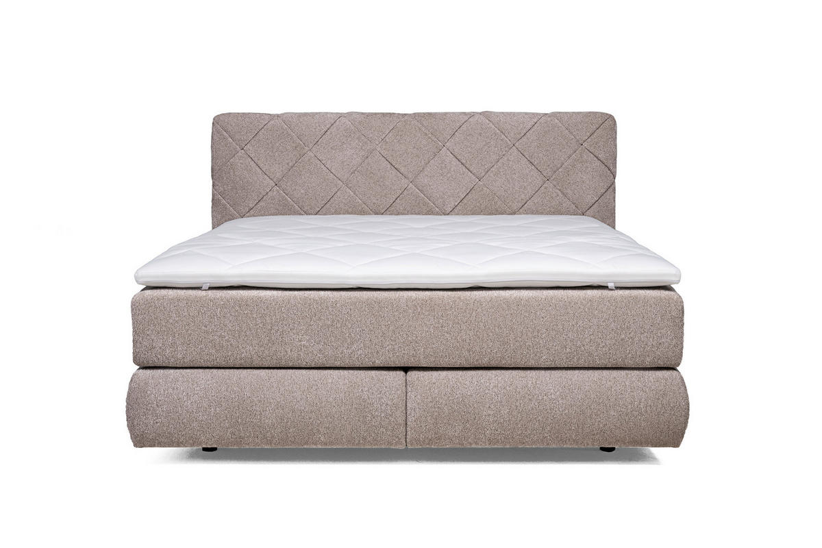 KONTINENTALSÄNG 180/200 cm,  in mocca, bäddmadrass, H2 = medelfast  - svart/mocca, Design, trämaterial/trä (180/200cm) - Visionight