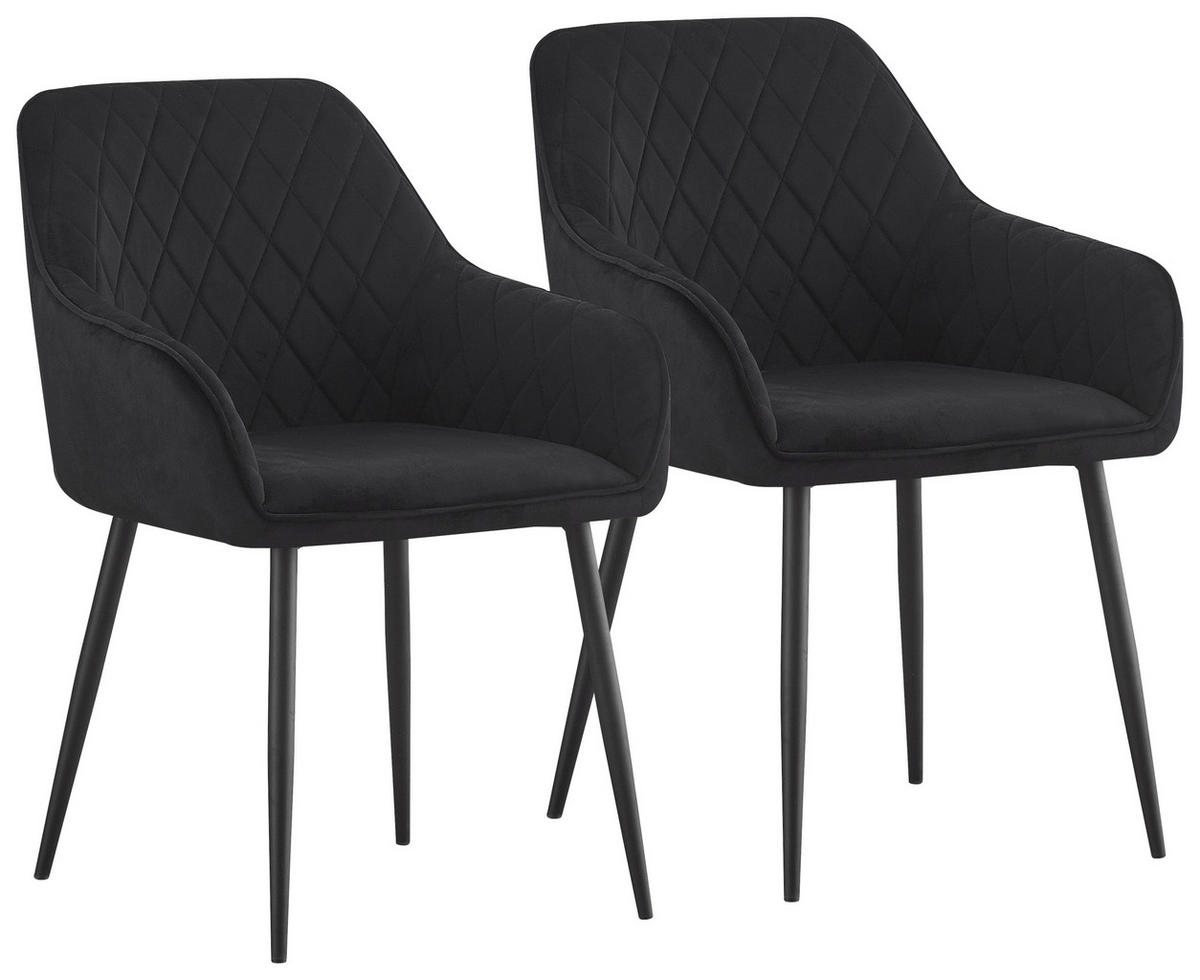 ARMLEHNSTUHL-SET 2 Stück  in Eisen Samt  - Schwarz, MODERN, Textil/Metall (56/82,5/61,5cm) - Novel