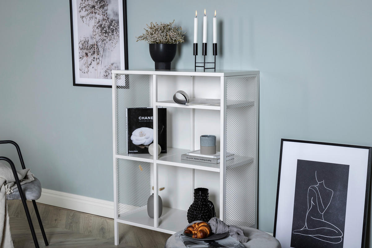 BÜCHERWAND Weiß  - Weiß, Design, Metall (80/110/40cm) - Livetastic