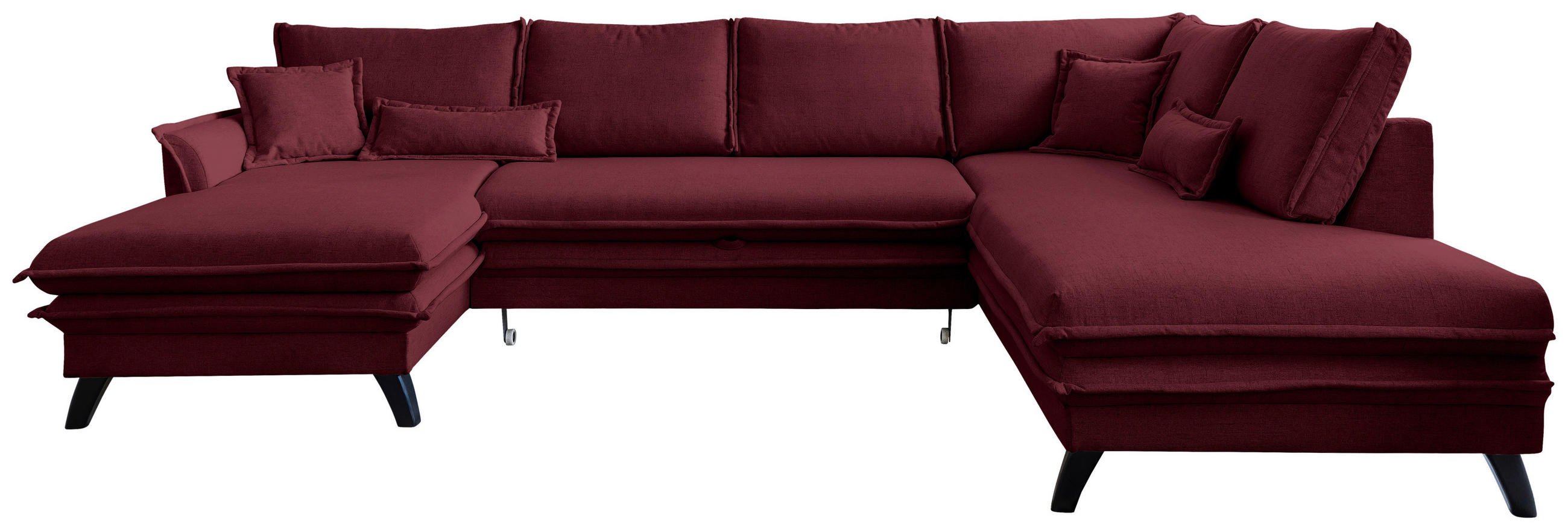 SEDACÍ SOUPRAVA, textil, bordeaux - bordeaux/černá, Design, dřevo/textil (150/300/200cm) - P & B