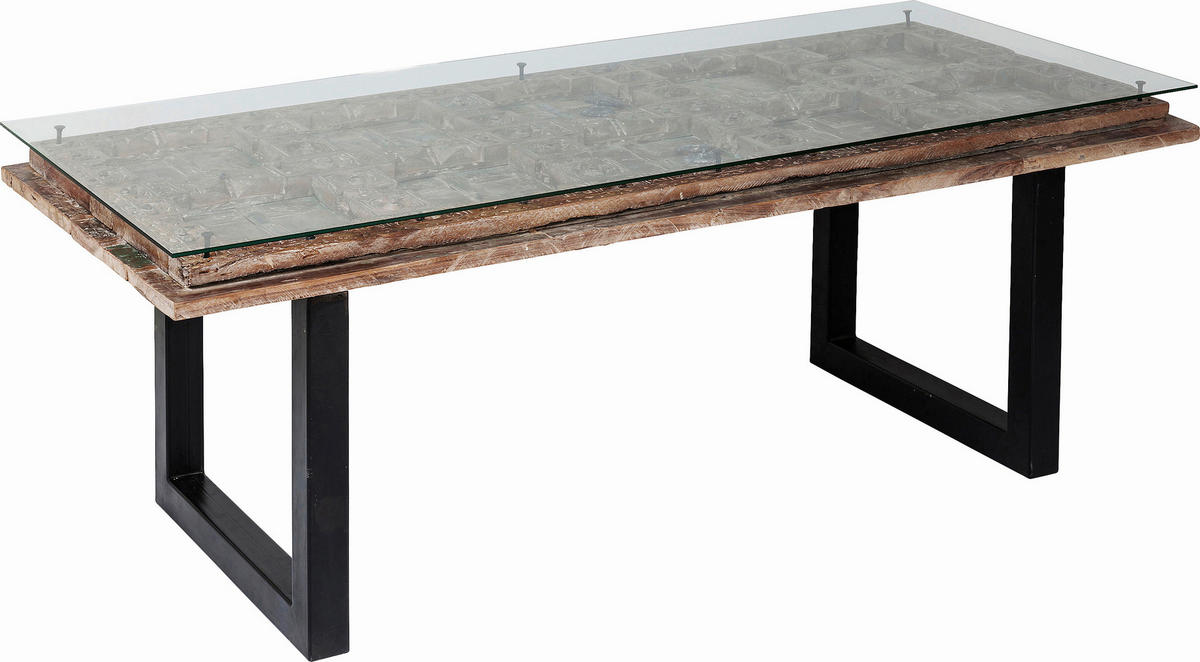 ESSTISCH in Holz, Glas 200/90/78 cm  - Schwarz/Naturfarben, Design, Glas/Holz (200/90/78cm) - Kare-Design