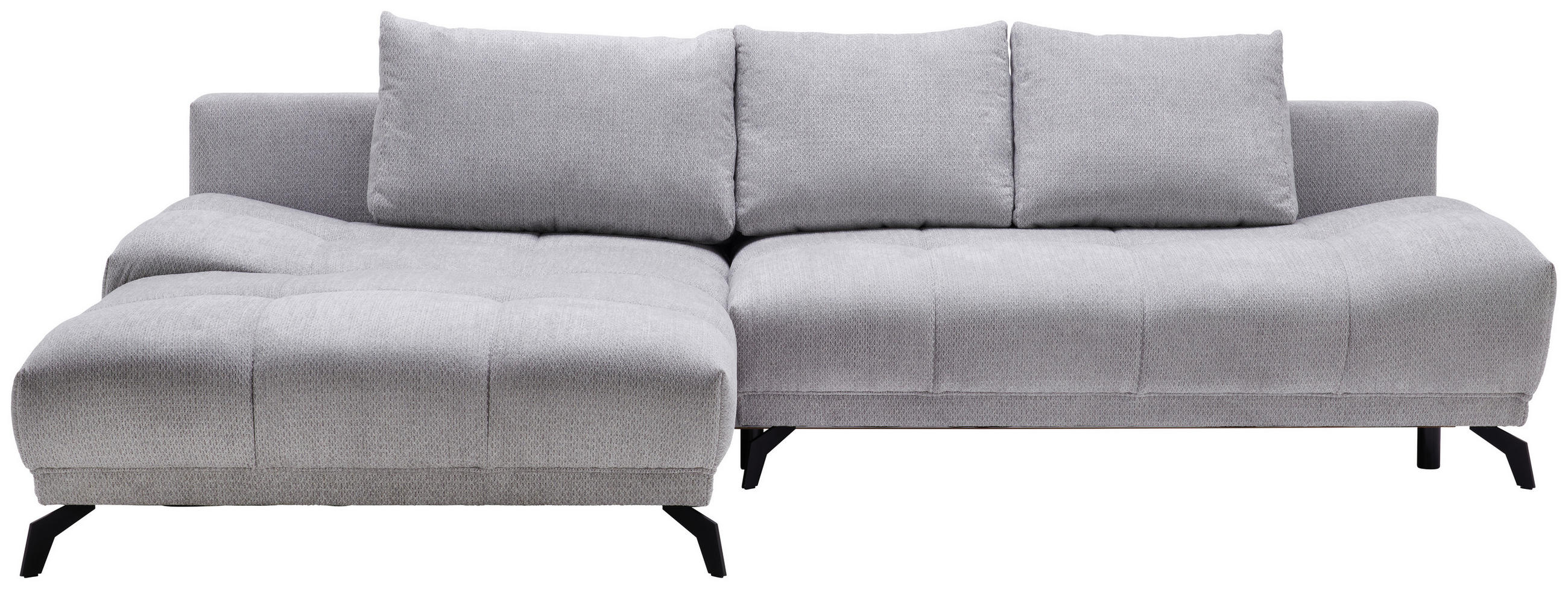 ECKSOFA Grau Chenille  - Schwarz/Grau, MODERN, Textil/Metall (182/290cm) - Hom`in