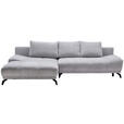 ECKSOFA  in Chenille Grau  - Schwarz/Grau, MODERN, Textil/Metall (182/290cm) - Hom`in