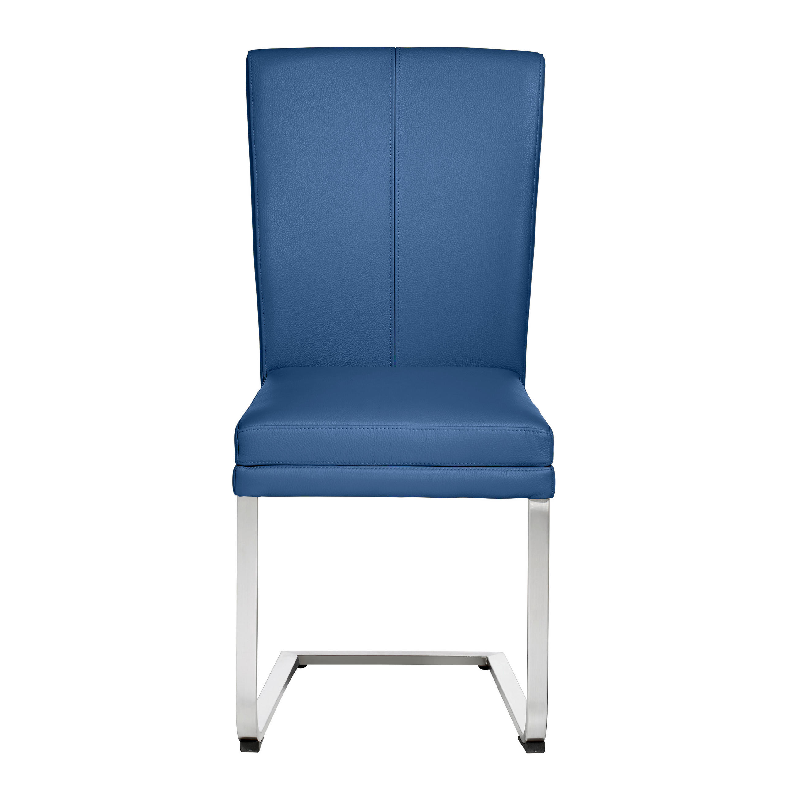 SCHWINGSTUHL  in Edelstahl Echtleder pigmentiert  - Edelstahlfarben/Dunkelblau, Design, Leder/Metall (44/98/58cm) - Valdera