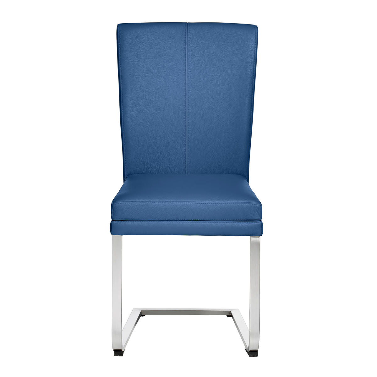 SCHWINGSTUHL  in Edelstahl Echtleder pigmentiert  - Edelstahlfarben/Dunkelblau, Design, Leder/Metall (44/98/58cm) - Valdera