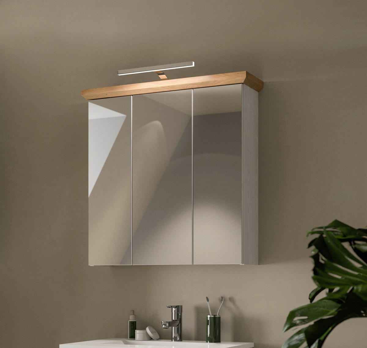 SPIEGELSCHRANK 69/71/21 cm  - Lärchefarben, Trend, Glas/Holzwerkstoff (69/71/21cm) - MID.YOU