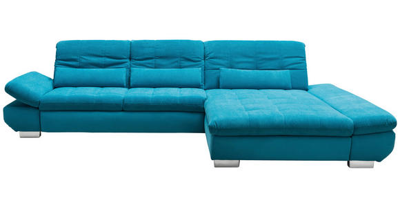 ECKSOFA in Mikrofaser Türkis  - Türkis/Schwarz, Design, Textil/Metall (204/341cm) - Xora