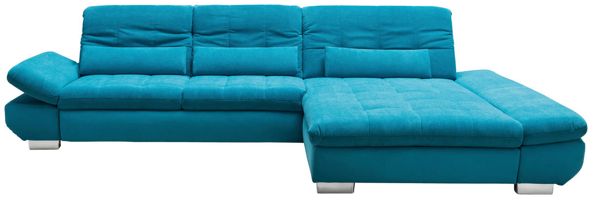ECKSOFA Türkis Mikrofaser  - Türkis/Schwarz, Design, Textil/Metall (204/341cm) - Xora