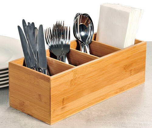 KUTIJA ZA PRIBOR ZA JELO - prirodne boje, Basics, drvo (35/14/12cm) - Kesper