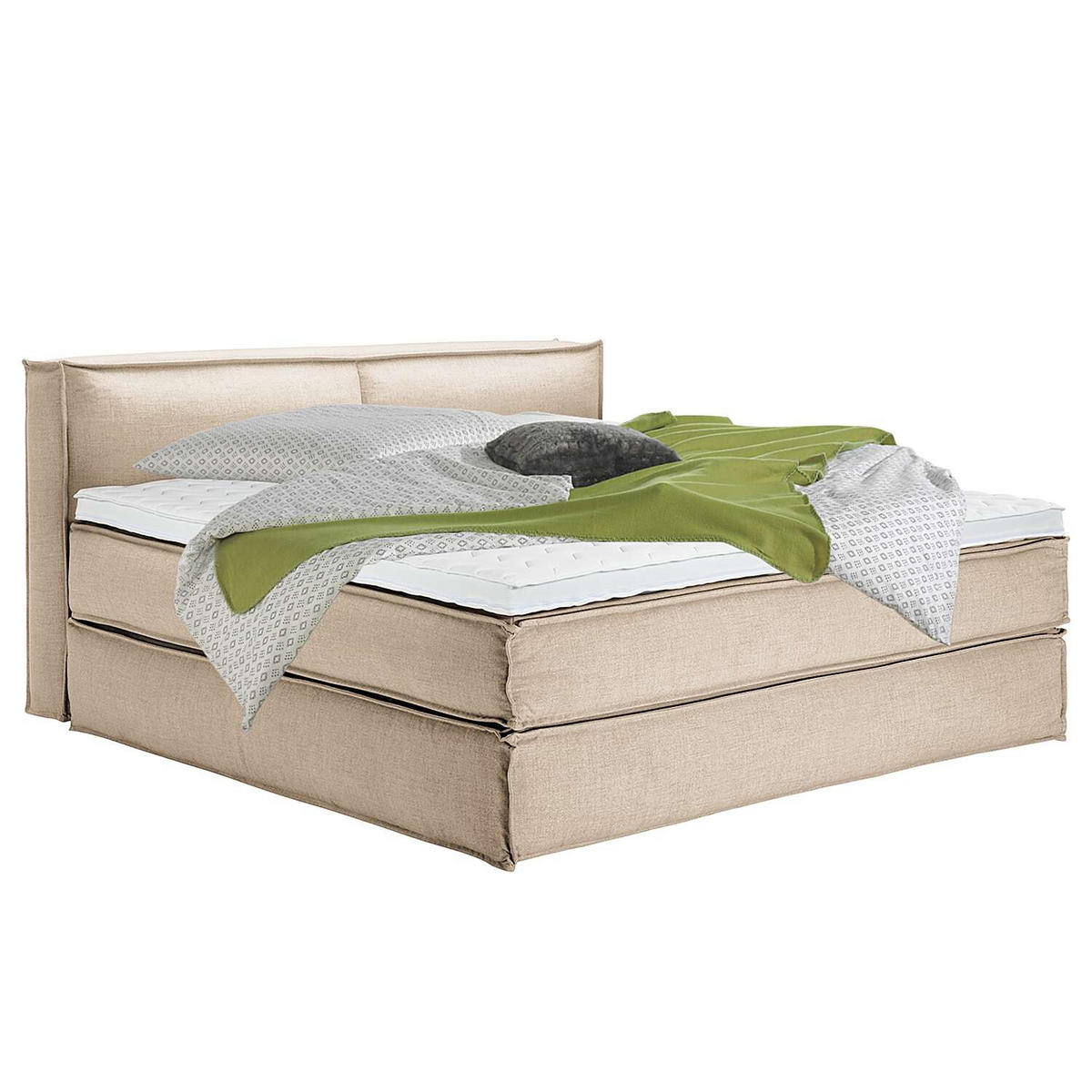BOXSPRINGBETT 200/200 cm  in Beige  - Beige/Schwarz, Design, Textil (200/200cm) - home24