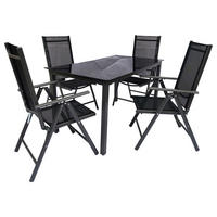GARTENGARNITUR 5-teilig Aluminium  - Schwarz, Basics, Metall (140/73/80cm) - MID.YOU
