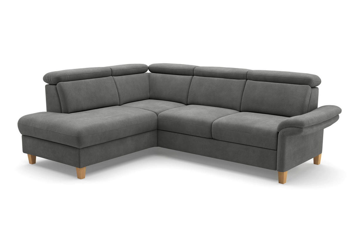 ECKSOFA GLENDALE E Grau Flachgewebe  - Eichefarben/Grau, KONVENTIONELL, Holz/Textil (193/247cm) - Sit & More