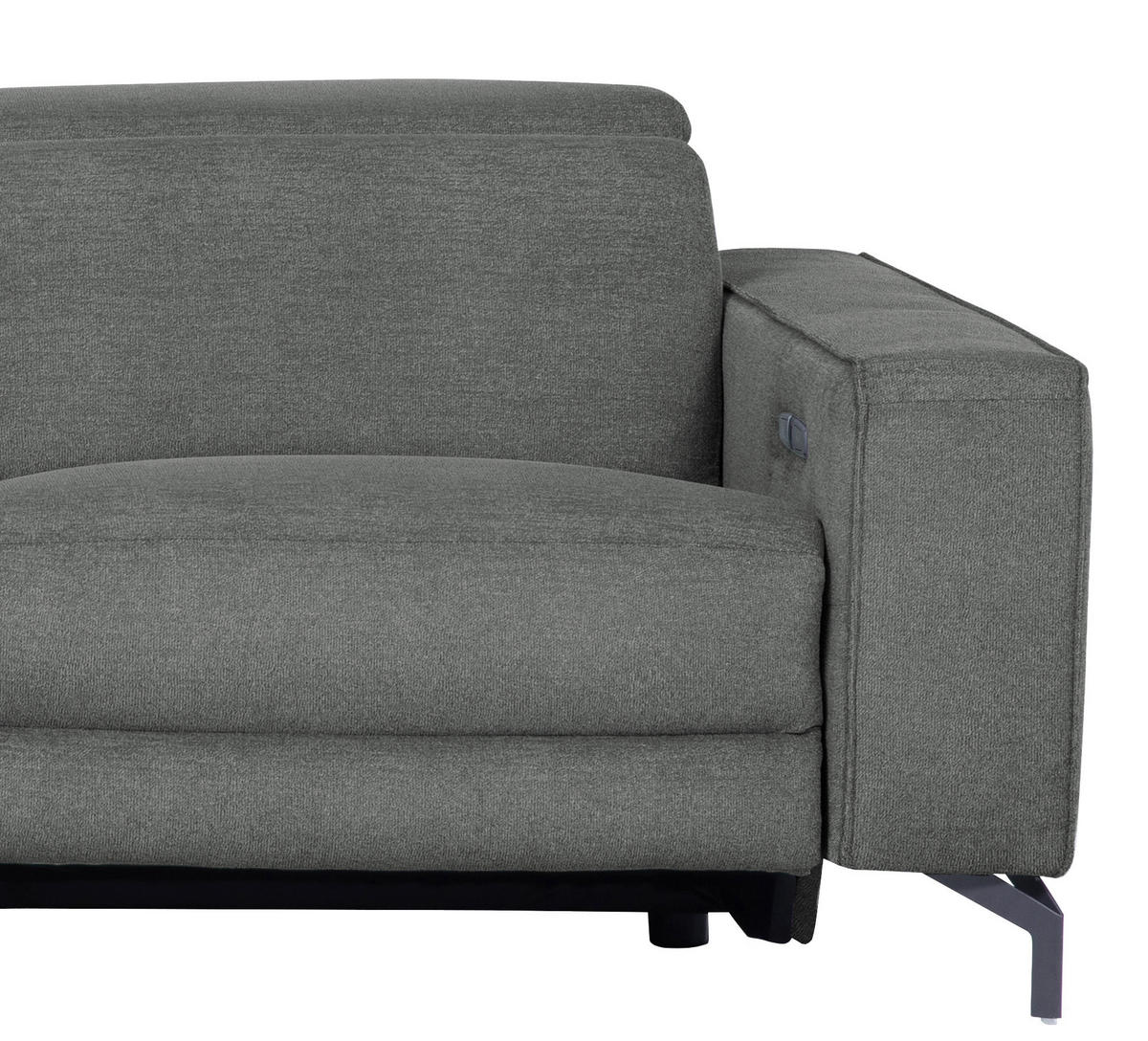 ECKSOFA Grau Webstoff  - Schwarz/Grau, Design, Textil/Metall (176/278cm) - Livetastic
