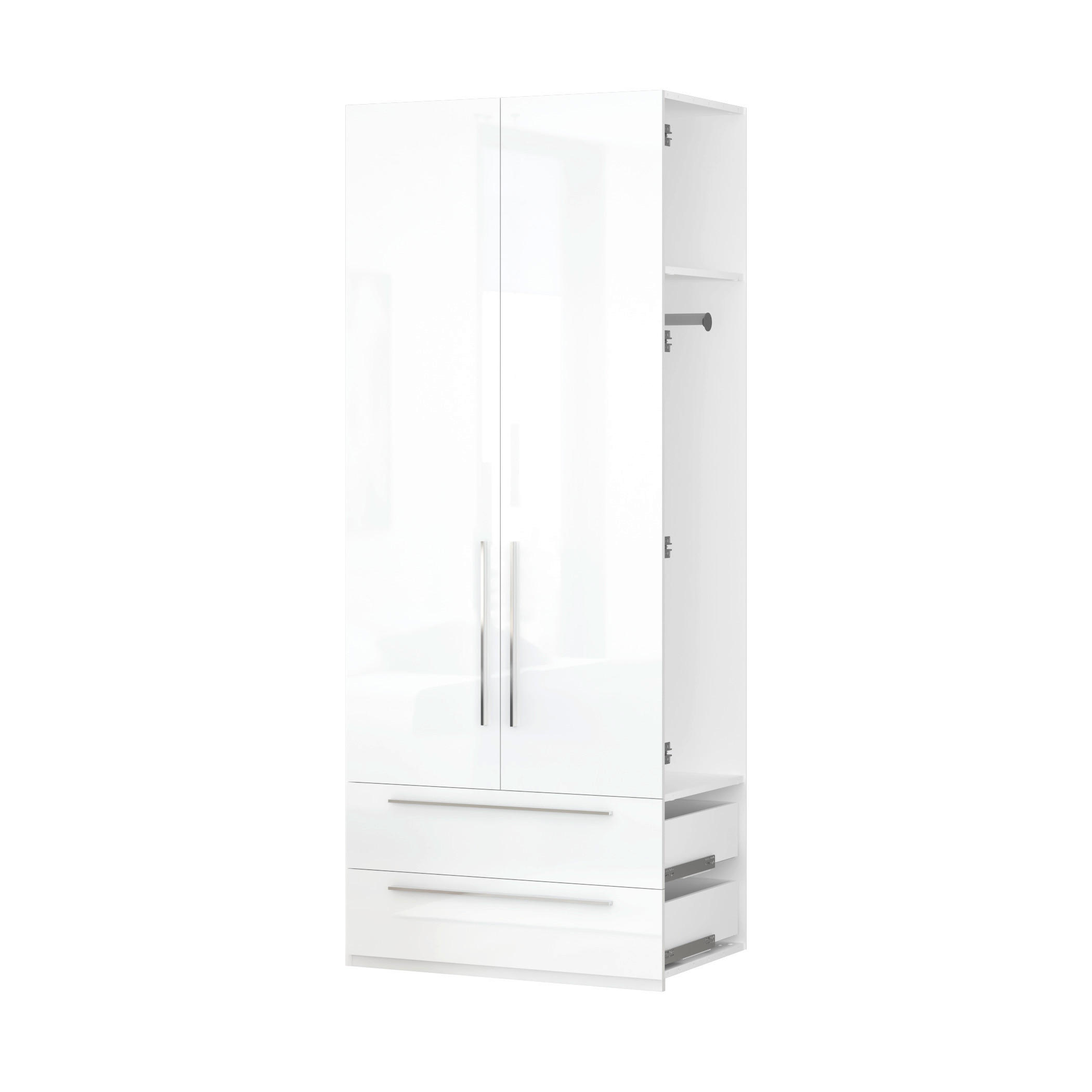 ORMAR SA KLASIČNIM VRATIMA  90/224/56 cm  - bela visoki sjaj/bela, Dizajnerski, pločasti materijal/plastika (90/224/56cm)