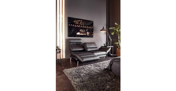 2-SITZER-SOFA in Echtleder Schwarz - Chromfarben/Schwarz, Design, Leder/Metall (198-246/83/96-187cm) - Dieter Knoll
