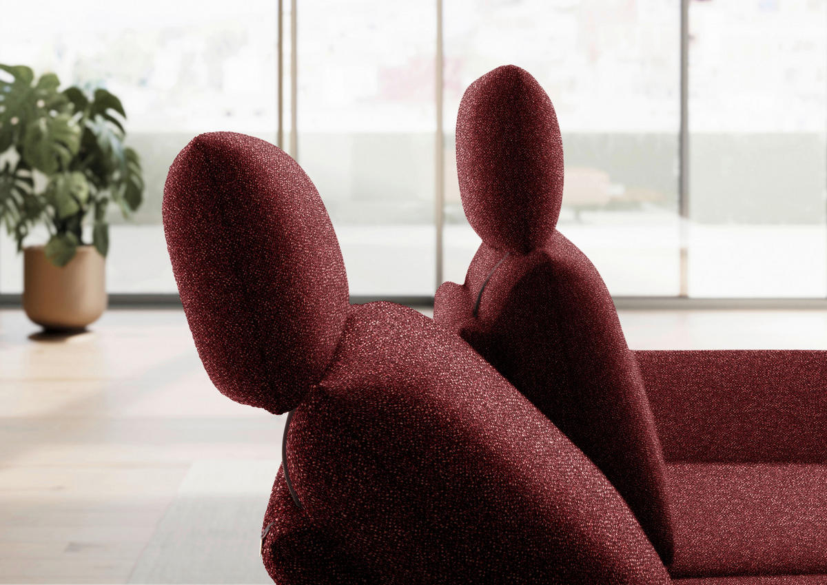 ECKSOFA  in Flachgewebe Rot  234/155 cm  - Rot/Schwarz, Design, Textil/Metall (234/155cm) - Dieter Knoll