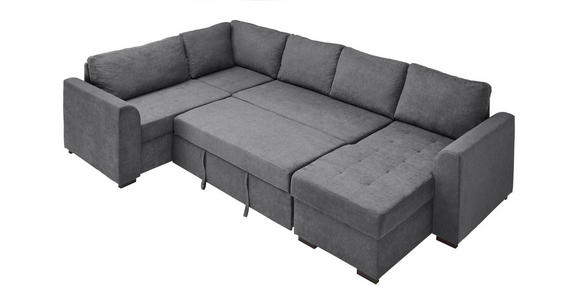 WOHNLANDSCHAFT inkl.Funktionen Grau Webstoff - Schwarz/Grau, Design, Kunststoff/Textil (160/311/205cm) - Xora