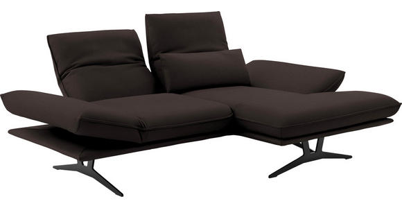 ECKSOFA in Echtleder Braun  - Schwarz/Braun, Design, Leder/Metall (210/130cm) - Dieter Knoll