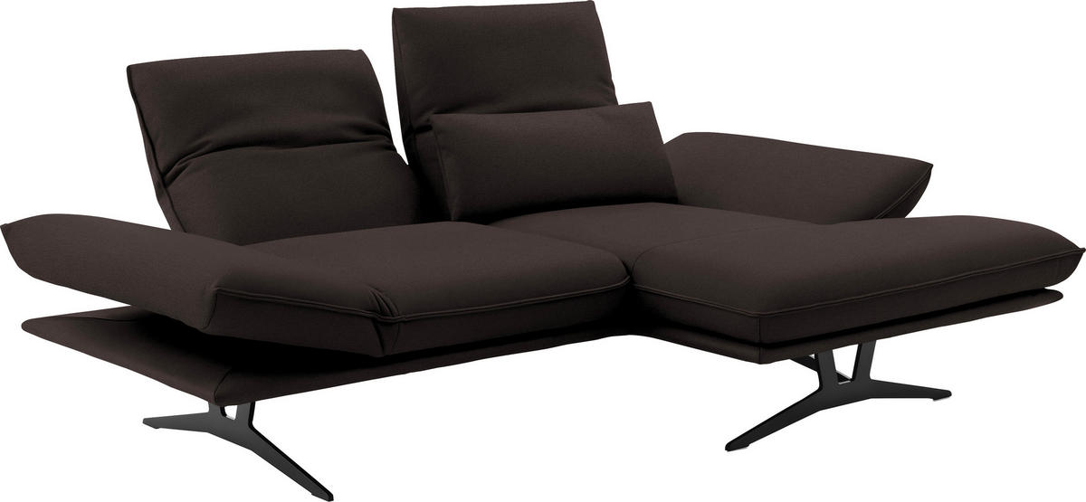 ECKSOFA in Echtleder Braun  - Schwarz/Braun, Design, Leder/Metall (210/130cm) - Dieter Knoll