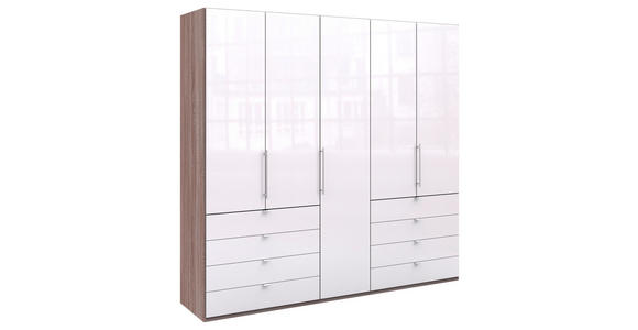 FALTTÜRENSCHRANK in Weiß, Trüffeleichefarben - Chromfarben/Trüffeleichefarben, KONVENTIONELL, Glas/Holzwerkstoff (250/236/58cm) - Venda