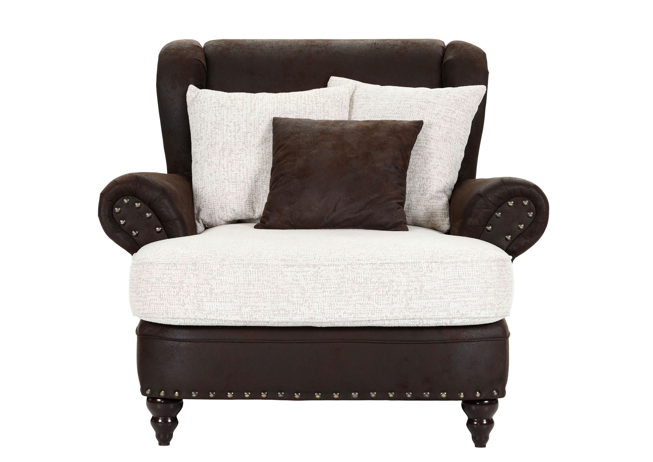 XXL FOTELJA tekstil  smeđa   - sivo-smeđa/tamno smeđa, Romantično / ladanjski, tekstil/drvo (125/102/50/138cm) - Landscape