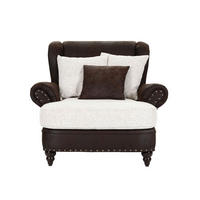 XXL FOTELJA tekstil  smeđa   - sivo-smeđa/tamno smeđa, Romantično / ladanjski, tekstil/drvo (125/102/50/138cm) - Landscape