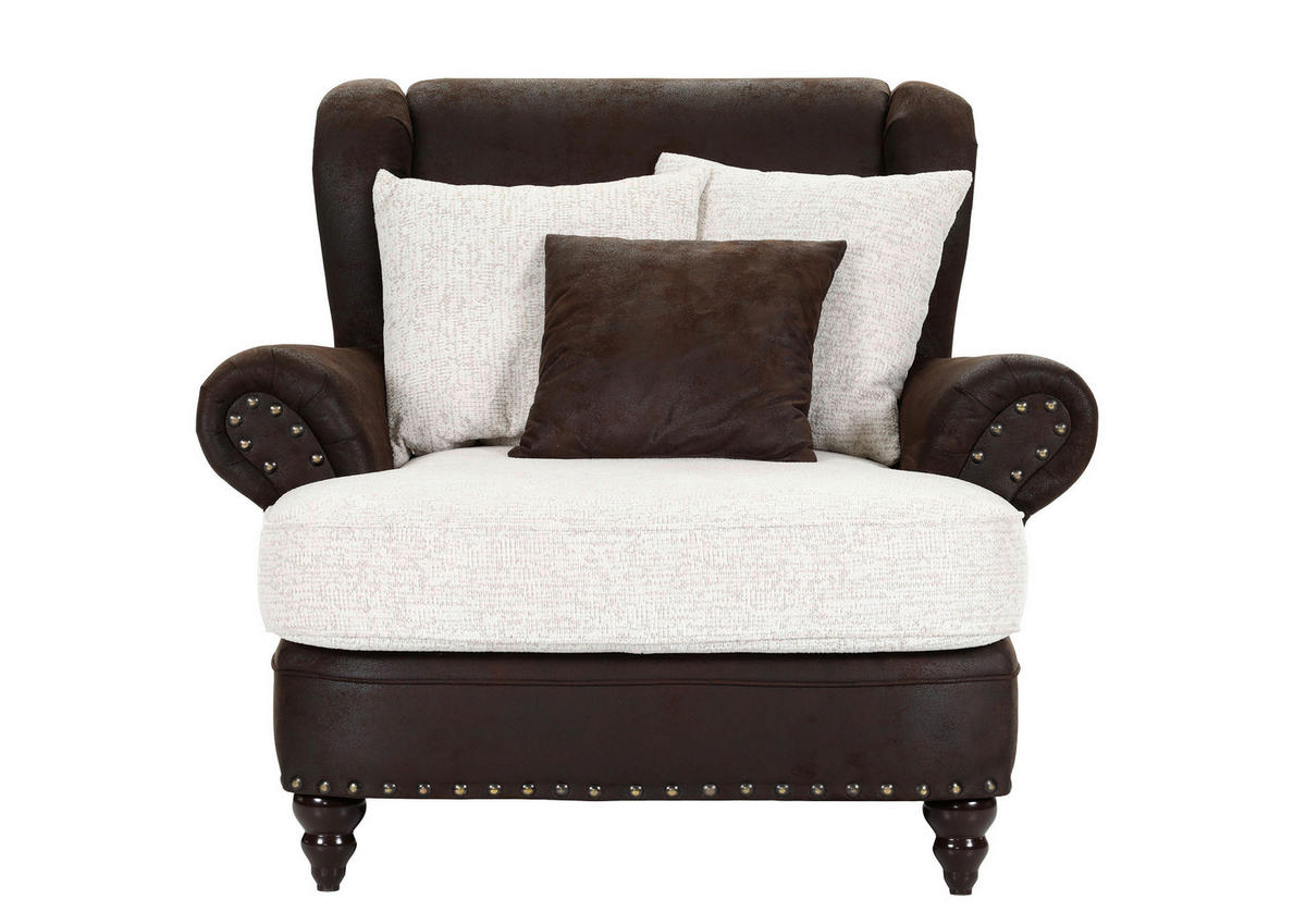 XXL FOTELJA tekstil  smeđa   - sivo-smeđa/tamno smeđa, Romantično / ladanjski, tekstil/drvo (125/102/50/138cm) - Landscape