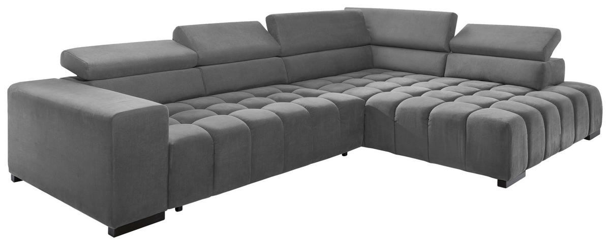 ECKSCHLAFSOFA in Grau Textil   - Schwarz/Grau, Design, Holz/Textil (307/201cm) - Livetastic