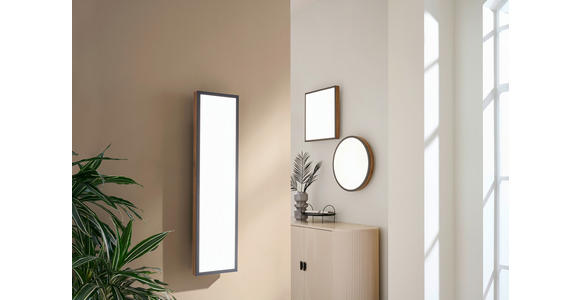 LED-DECKENLEUCHTE Ludwig 45/45/7,6 cm  - Opal/Graphitfarben, Natur, Holzwerkstoff/Kunststoff (45/45/7,6cm) - Novel