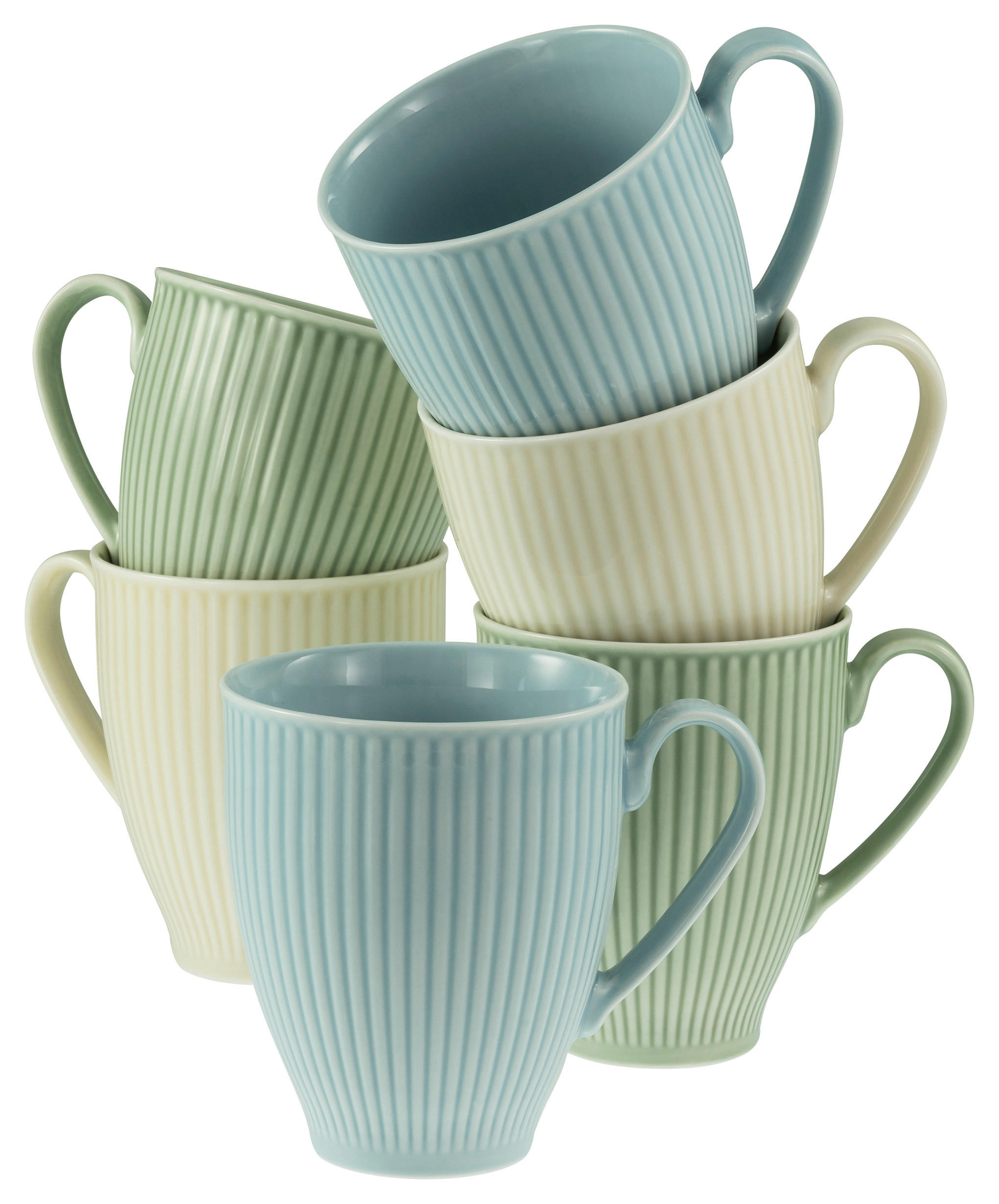 SET KAFFEMUGGAR Valencia 6 delar  - pastellgrön/cremefärgad, Basics, keramik - Creatable