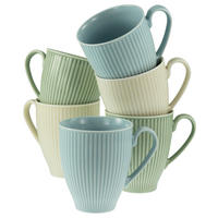 KAFFEEBECHERSET Valencia 6-teilig  - Pastellblau/Pastellgrün, Basics, Keramik - Creatable
