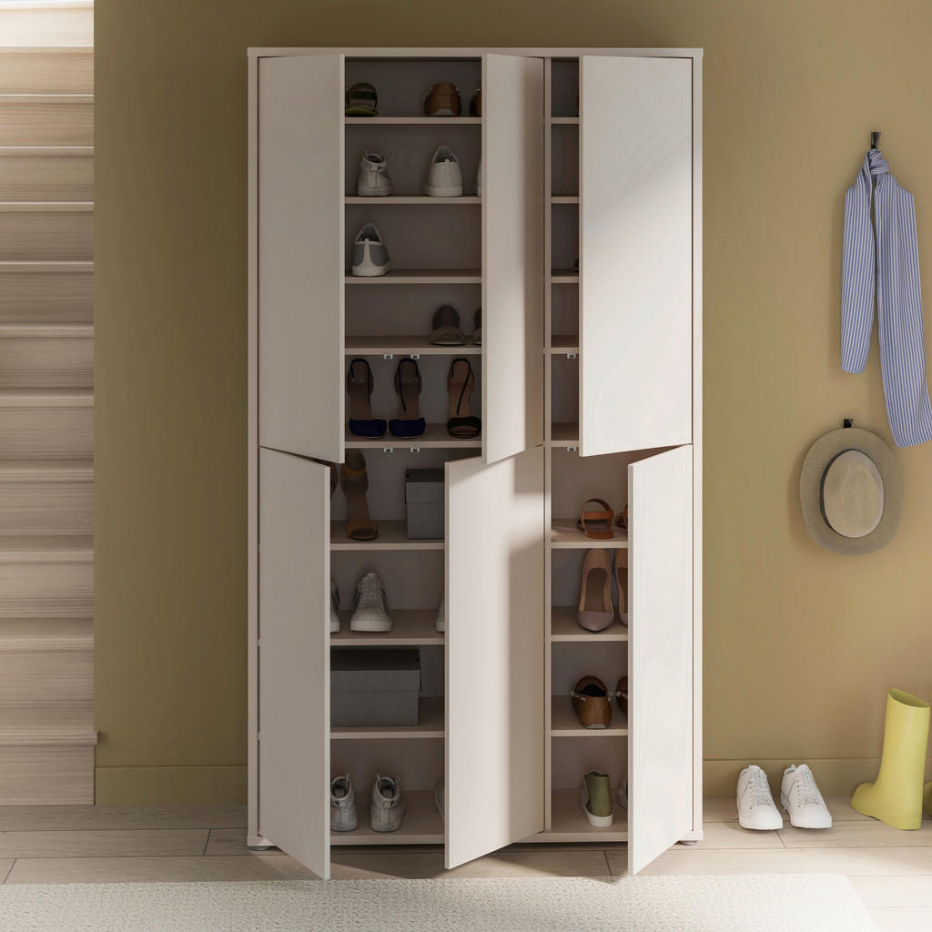 Thumbnail - Xora Schuhschrank, Sand, Holzwerkstoff, 16 Fächer, 109.2x191.9x34.9 cm, Typenauswahl, stehend, Garderobe, Schuhaufbewahr...