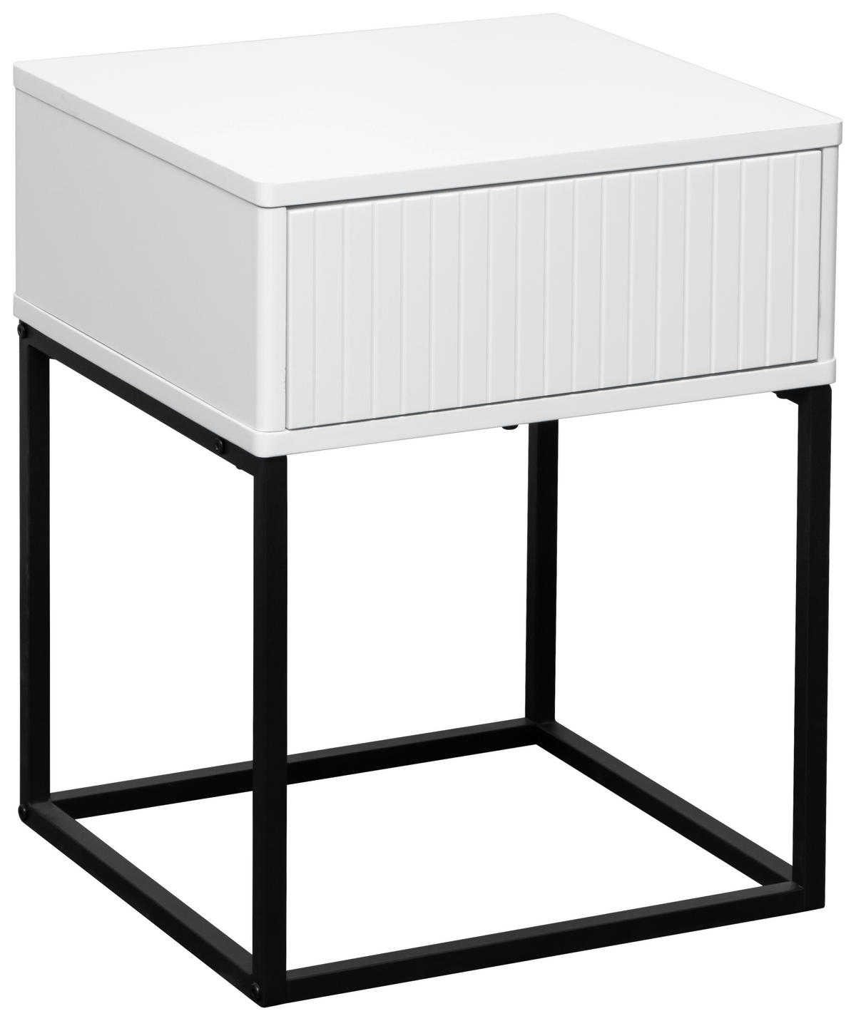 NACHTTISCH 40/52/38,5 cm  Schwarz, Weiss  - Weiss/Schwarz, Design, Holzwerkstoff/Metall (40/52/38,5cm) - Carryhome