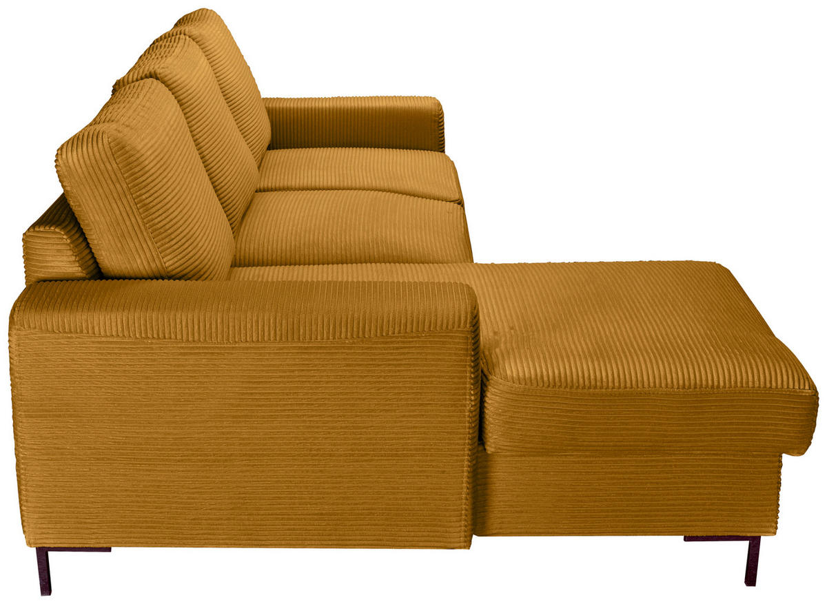 ECKSOFA Currygelb Cord  - Currygelb/Schwarz, KONVENTIONELL, Textil/Metall (150/240cm) - Carryhome