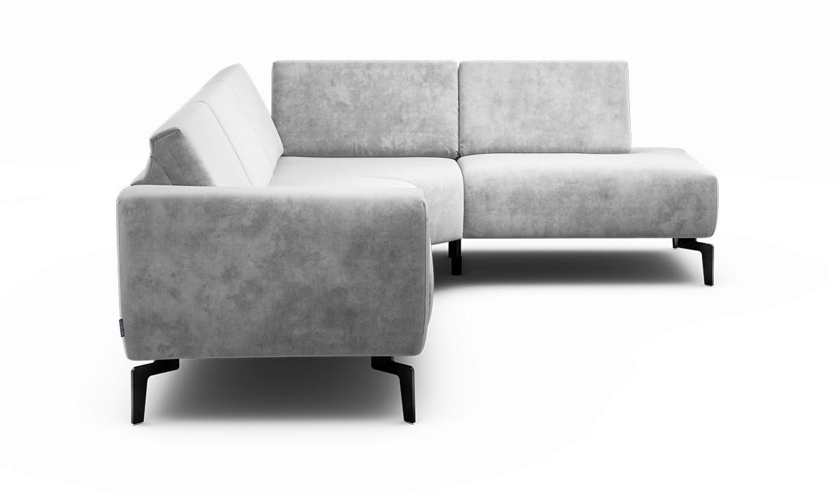 ECKSOFA Cosy Hellgrau Samt  - Hellgrau/Schwarz, Design, Textil/Metall (256/193cm) - SENSOO