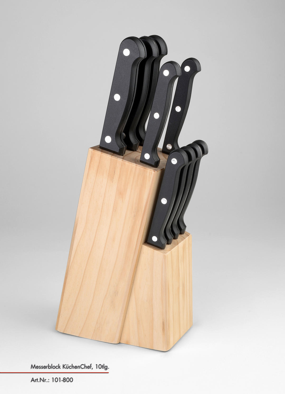 MESSERBLOCK 10-teilig  - Edelstahlfarben, Basics, Holz/Metall (33/9/17cm) - Justinus