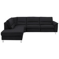 ECKSOFA in Echtleder Anthrazit  - Anthrazit/Alufarben, Basics, Leder/Metall (249/290cm) - Beldomo Premium